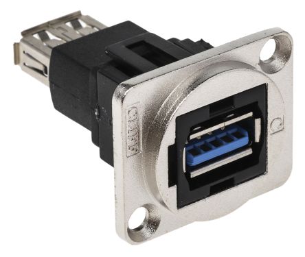 RS PRO Straight, Panel Mount, Socket Type A to A 3.0 USB Connector (907-5621)