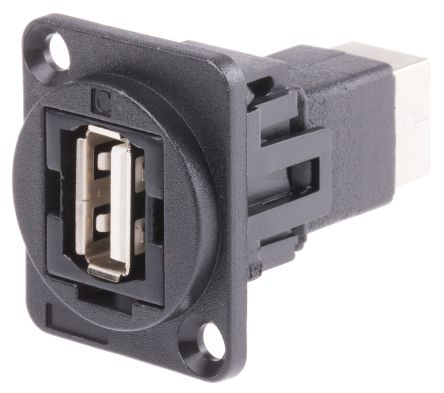 RS PRO Straight, Panel Mount, Socket Type A to B 2.0 USB Connector (898-7602)