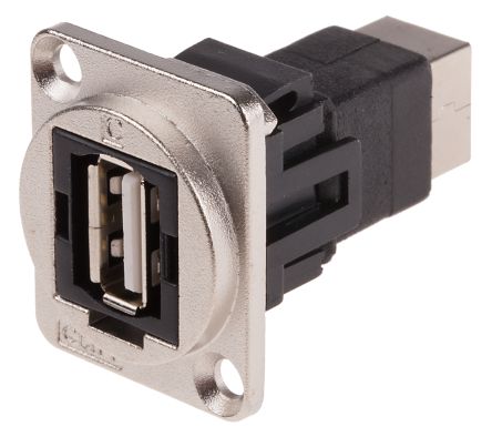 RS PRO Straight, Panel Mount, Socket Type A to B 2.0 USB Connector (907-5630)