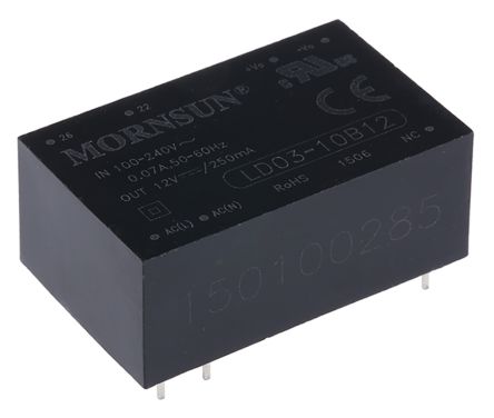 RS PRO Switching Power Supply, 12V DC, 250mA, 3W Encapsulated