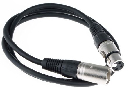 RS PRO Female XLR3 to Male XLR3 Cable, Black, 1m