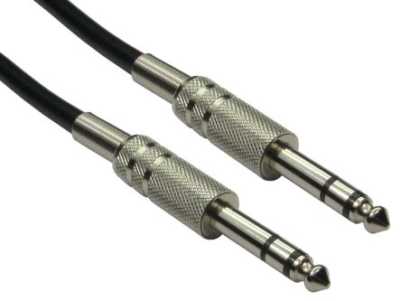RS PRO Male 6.35 mm Jack to Male 6.35 mm Jack Aux Cable, Black, 6m