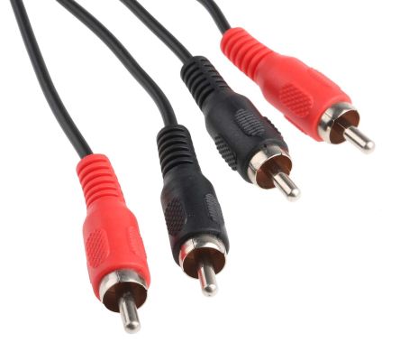RS PRO Male Mono Jack x 2 to Male Mono Jack x 2 Aux Cable, Black, 2m