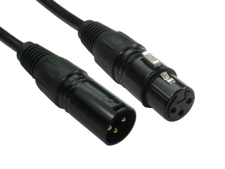 RS PRO Male XLR3 to Female XLR3 Cable, Black, 5m (192-4445)
