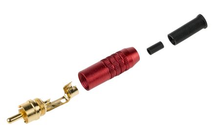 RS PRO Red Cable Mount RCA Plug, Gold, 5A