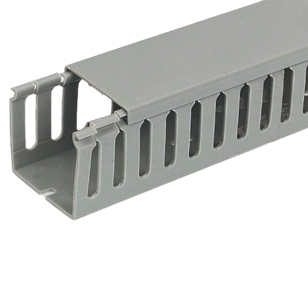 RS PRO Grey Slotted Panel Trunking - Open Slot, W100 mm x D100mm, L2m, PVC