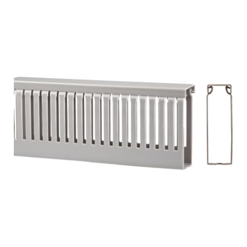 RS PRO Grey Slotted Panel Trunking - Open Slot, W25 mm x D60mm, L2m, PVC (758-9216)