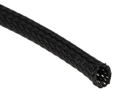 RS PRO Expandable Braided PET Black Cable Sleeve, 6mm Diameter, 5m Length