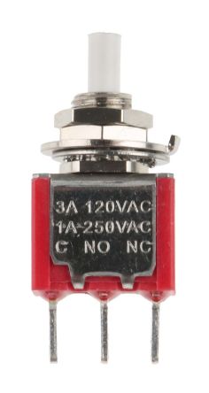 RS PRO Single Pole Double Throw (SPDT) Momentary Push Button Switch, 6.35 (Dia.)mm, PCB, 32/50/125V AC (734-6788)