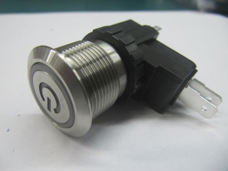 RS PRO Single Pole Double Throw (SPDT) Momentary White LED Push Button Switch, IP67, 19.1 (Dia.)mm, Panel Mount, Power