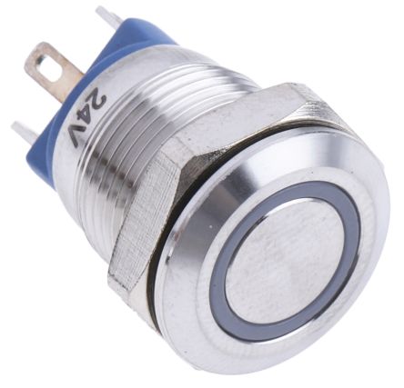 RS PRO Single Pole Single Throw (SPST) Momentary Green LED Push Button Switch, IP65, IP67, 12 (Dia.)mm, Panel Mount,