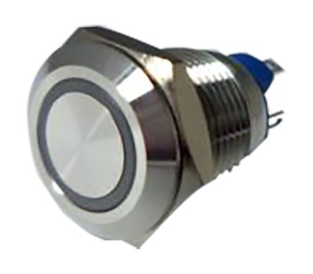 RS PRO Single Pole Single Throw (SPST) Momentary White LED Push Button Switch, IP65, IP67, 12 (Dia.)mm, Panel Mount,