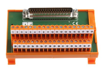RS PRO, 37 Pole D-sub Connector, Male Interface Module, DIN Rail Mount