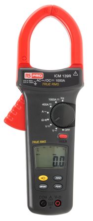 RS PRO ICM139R AC/DC Clamp Meter, 1kA DC, Max Current 1kA ac CAT III 1000 V, CAT IV 600 V