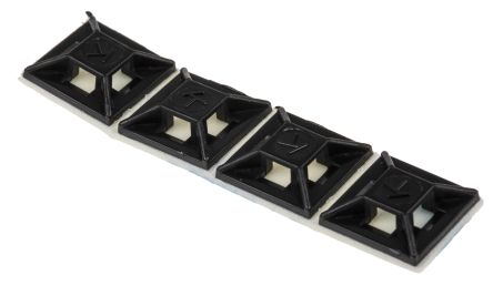 RS PRO Self Adhesive Black Cable Tie Mount 12.5 mm x 12.5mm, 3.2mm Max. Cable Tie Width
