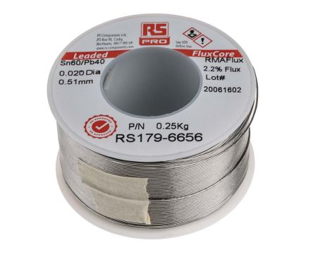 RS PRO Wire, 0.5mm Lead solder, 183°C Melting Point (179-6656)