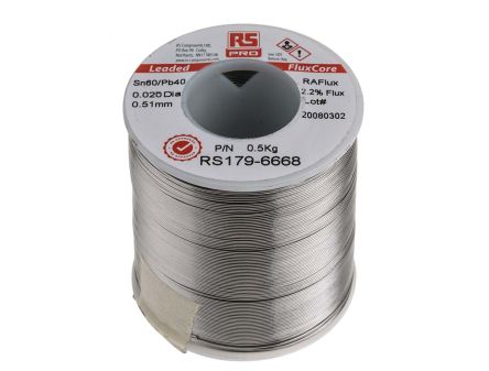 RS PRO Wire, 0.5mm Lead solder, 183°C Melting Point (179-6668)
