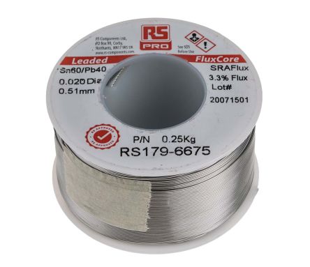 RS PRO Wire, 0.5mm Lead solder, 183°C Melting Point (179-6675)