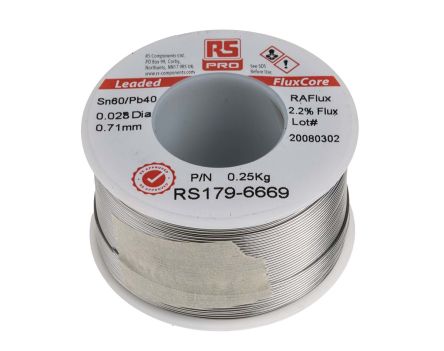 RS PRO Wire, 0.7mm Lead solder, 183°C Melting Point, 250g