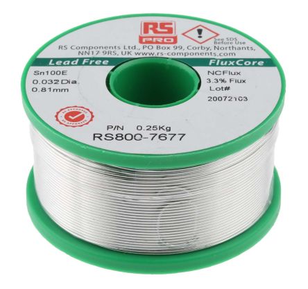 RS PRO Wire, 0.81mm Lead Free Solder, 228°C Melting Point