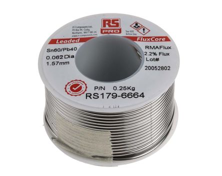 RS PRO Wire, 1.57mm Lead solder, 183°C Melting Point, 250g