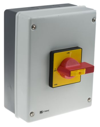 RS PRO 4 Pole Panel Mount Non Fused Isolator Switch - 125 A Maximum Current, 75 kW Power Rating, IP54