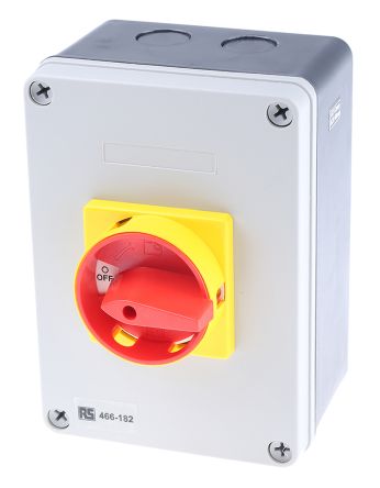 RS PRO 3P Pole DIN Rail Isolator Switch - 63A Maximum Current, 22kW Power Rating, IP65 (466-201)