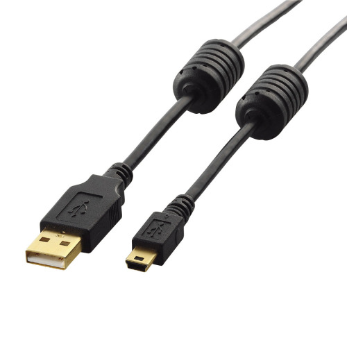 USB 2.0 Cable with Ferrite Core, Type A Connector <=> miniB Connector