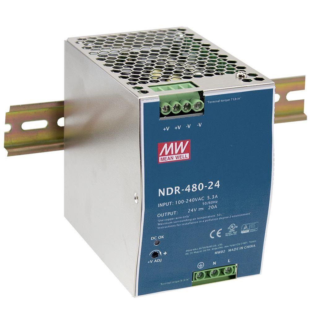 AC-DC Single output Industrial DIN rail power supply, NDR Series (NDR-480-24) 