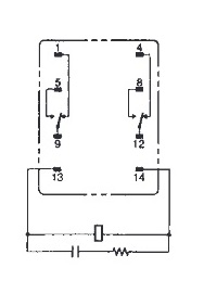 MY Mini Power Relay Model MY2-CR Terminal Layout/Internal Connection Diagram