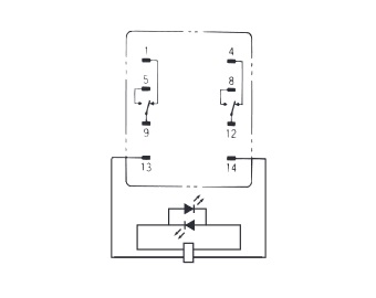 MY Mini Power Relay Model MY2N (AC Specification) Terminal Layout/Internal Connection Diagram