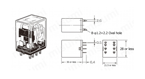 MY Mini Power Relay Outline Diagram