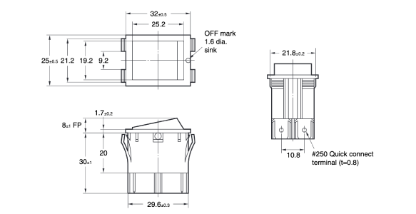 Model A8A dimensional diagram