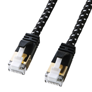 Clip-Break Prevention Category 7 Thin Mesh LAN Cable (black&amp;white / 2 m) 