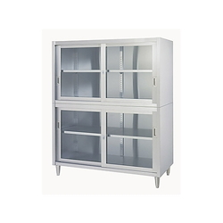 Storage Cabinet With Adjust (SUS430, Two-Tier Type, Upper and Lower Glass Door Specifications) VAGG Series (61-0013-81)