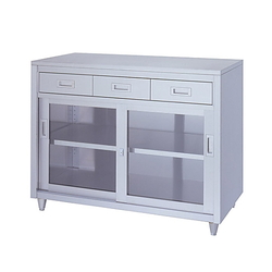 Storage Cabinet With Adjust (SUS430, With Drawer, Single-Tier Type, Glass Door Specification) LADG Series (61-0014-22)