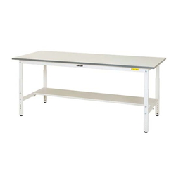 Work Table 150 Series, Height Adjustment Type H600 to H900 mm, With Half-Sided Shelf Board, SUPA Series (61-3741-19)