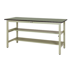 Work Table 300 Series With Fixed Intermediate Shelf and Half-Sided Shelf Board, H900 mm, PVC Sheet Top Plate, SWRH Series (61-3752-36)