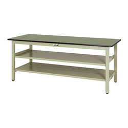Work Table 300 Series, Rigid, With Intermediate Shelf, H740 mm, With Full-Faced Shelf Board, Steel Top Plate, SWS Series (61-3753-71)