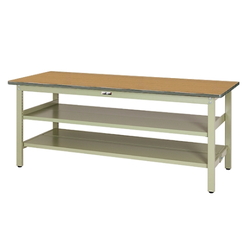 Work Table 300 Series With Fixed Intermediate Shelf and Full-Scale Shelf Board, H900 mm, Polyester Top Plate, SWPH Series (61-3753-91)