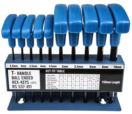 T Shape Hex Key Set 10 Pieces Chrome Vanadium Steel