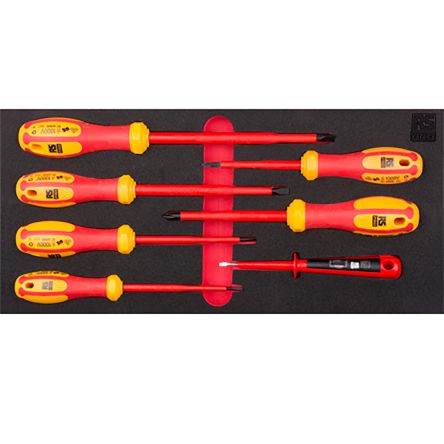 7 Piece VDE Insulated Screwdriver Tool Module, includes a VDE Voltage Tester