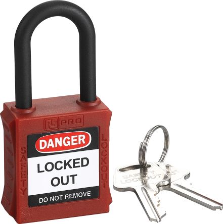 RS PRO 1 Lock 6.4mm Shackle NylonSafety Lockout- Red