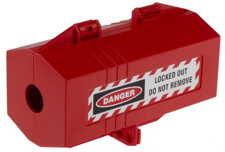 RS PRO 2 Lock 5mm Shackle PolypropylenePlug Lockout- Red