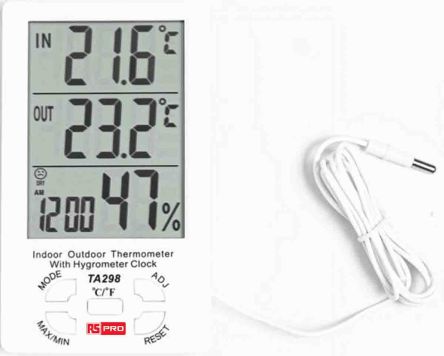 RS PRO TA298 Hygrometer, ±5 %RH Accuracy, 99%RH Max Humidity