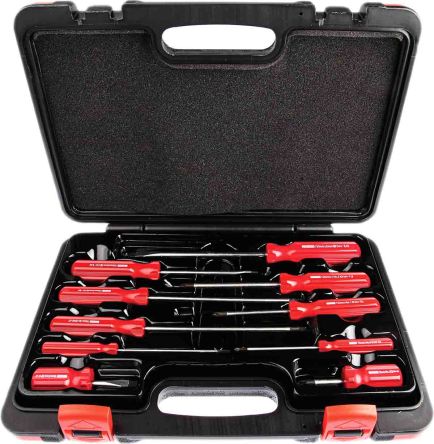 RS PRO Engineers Slotted Flared; Pozidriv Screwdriver Set 10 Piece