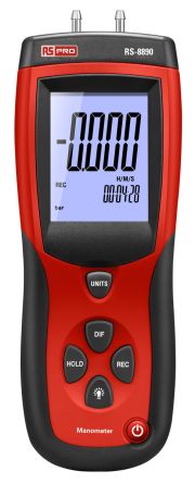 RS PRO RS-8890 Differential, Gauge Manometer with 2 Pressure Port/s, Max Pressure Measurement 0.137 bar, 0.14 kgcm²,