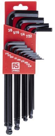 RS PRO 13 piece Hex Key Set, L Shape 0.05in Ball End