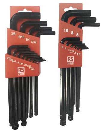 RS PRO 22 piece Hex Key Set, L Shape 0.05 to 3/8", 1.5 to 6mm Ball End