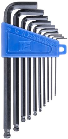 RS PRO 10 piece Hex Key Set, L Shape 1/16in Ball End